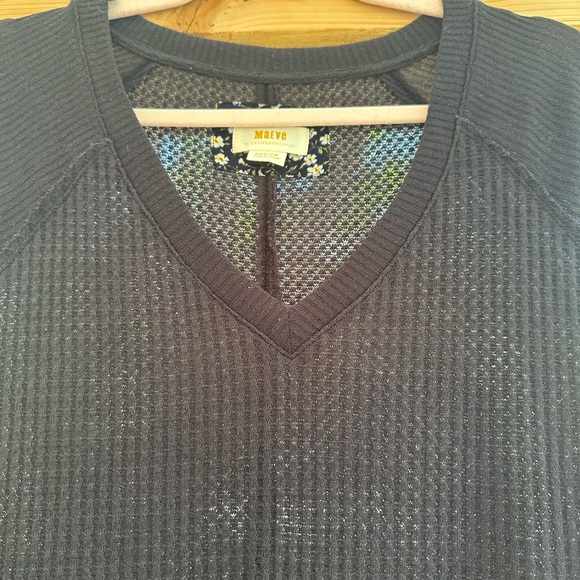 Anthropologie Maeve Pearson Black V Neck Oversized Lightweight Thermal Medium - Picture 10 of 16